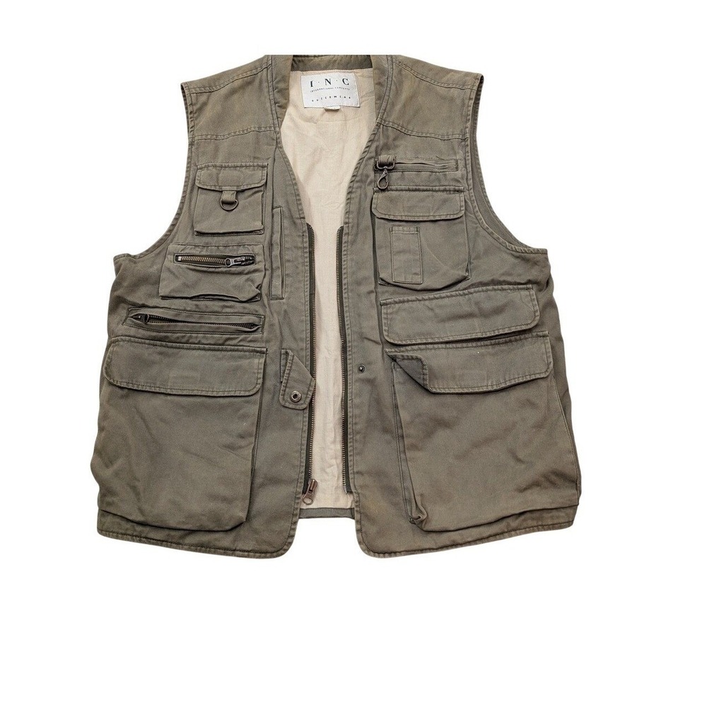 INC International Concepts Khaki Outerwear Vest For Fishing And Outdoorsy Size L